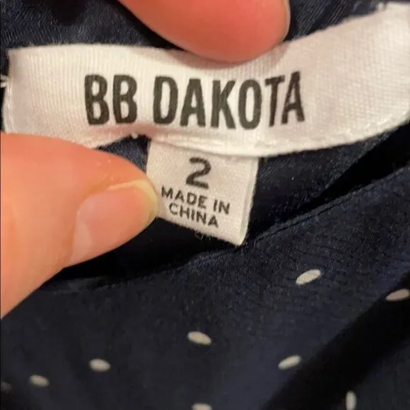 BB Dakota Sloane Navy &amp; White polka dot dr…