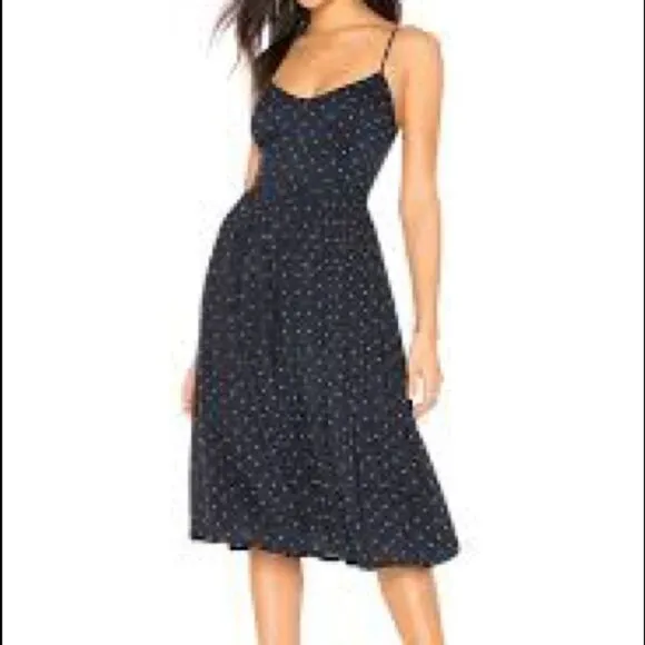 BB Dakota Sloane Navy &amp; White polka dot dr…