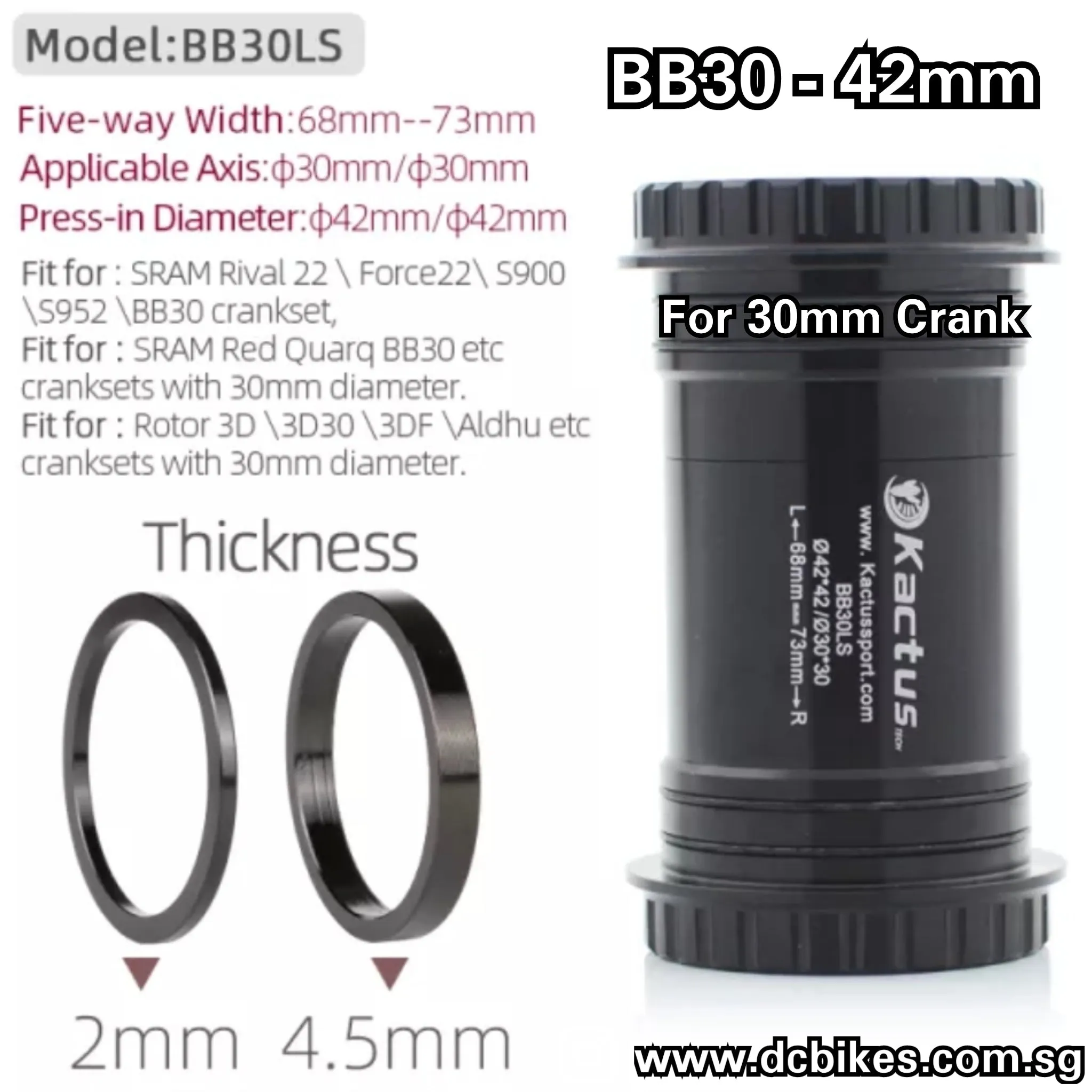 BB30 42mm Press Fit Thread Lock Bottom Brackets BB For 30mm Crank
