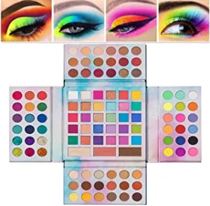 BEAUTY GLAZED Eyeshadow Palette, 105 Colors Matte Glitter Shimmer Eyeshadow Makeup Palette Neon Eye Pigments Highlighters Contour Powder All in One Makeup Palette