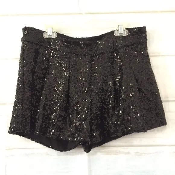Bebe Wild Horses Sparkle Tap Shorts Sequins Pockets Size Medium