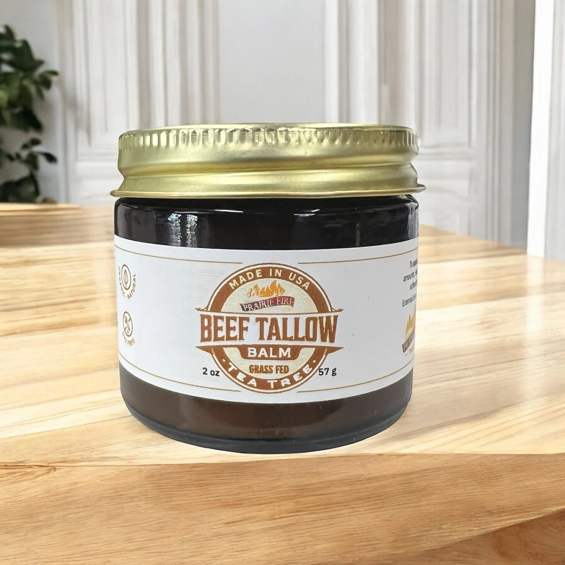 Beef Tallow Balm - 2 oz - Organic Grass Fed and Finished Tallow- Made in USA - Moisturizing Skin Care
