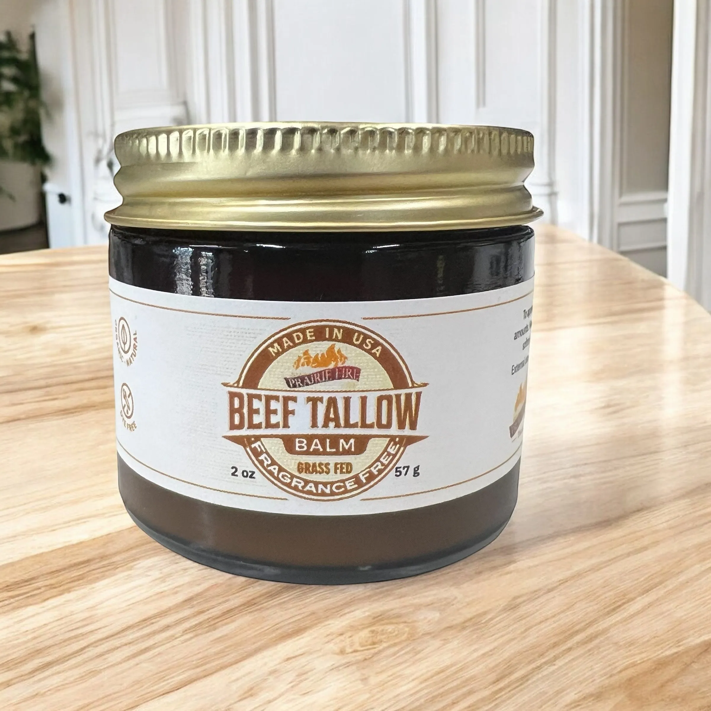 Beef Tallow Balm - 2 oz - Organic Grass Fed and Finished Tallow- Made in USA - Moisturizing Skin Care