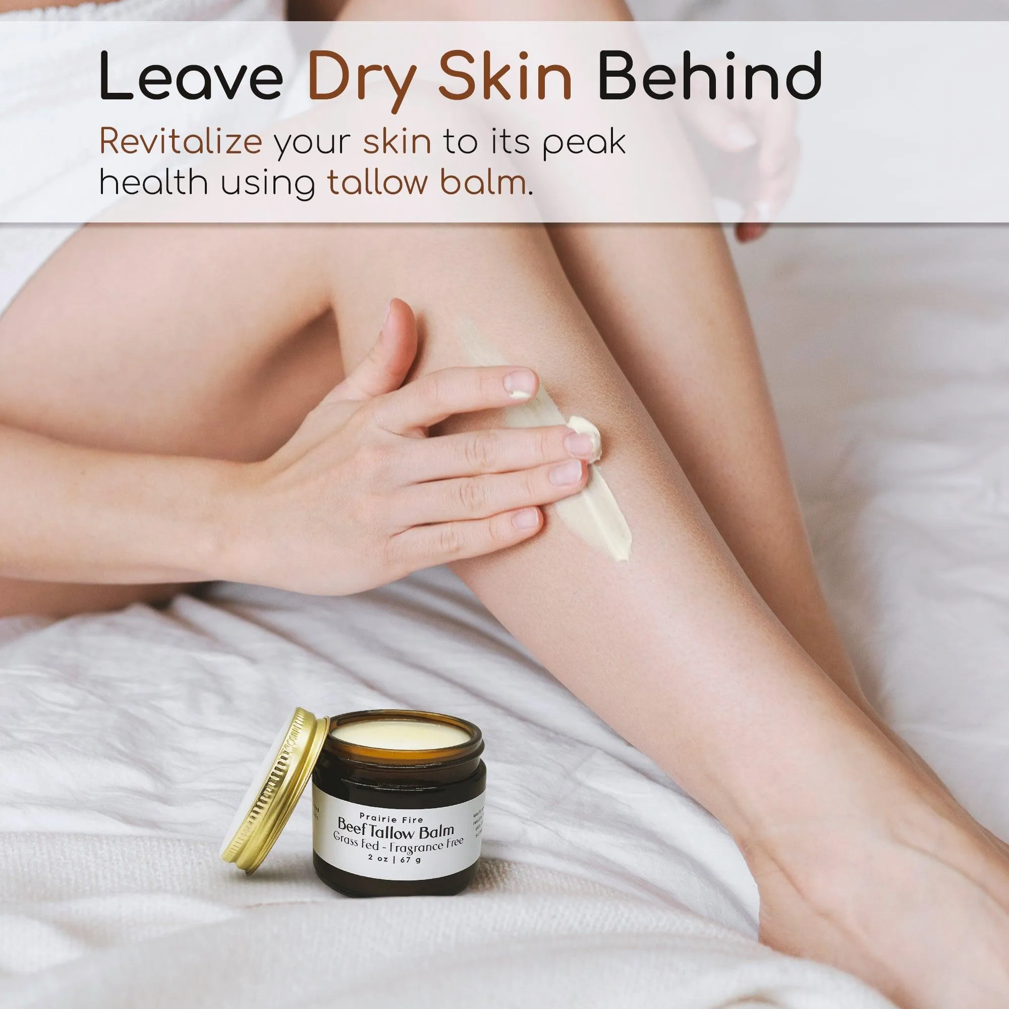 Beef Tallow Balm - 8 oz - Organic Grass Fed and Finished - Made in USA - Moisturizing Skin Care