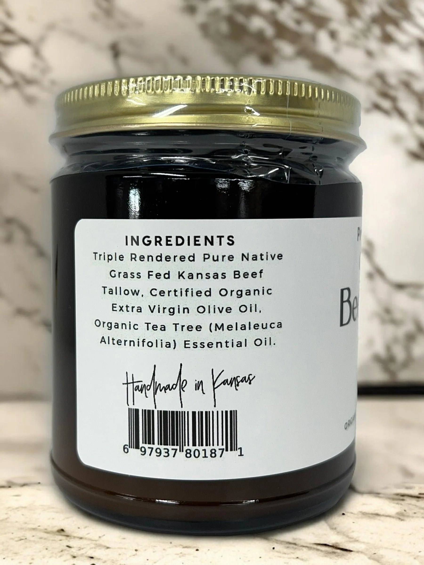 Beef Tallow Balm - 8 oz - Organic Grass Fed and Finished - Made in USA - Moisturizing Skin Care