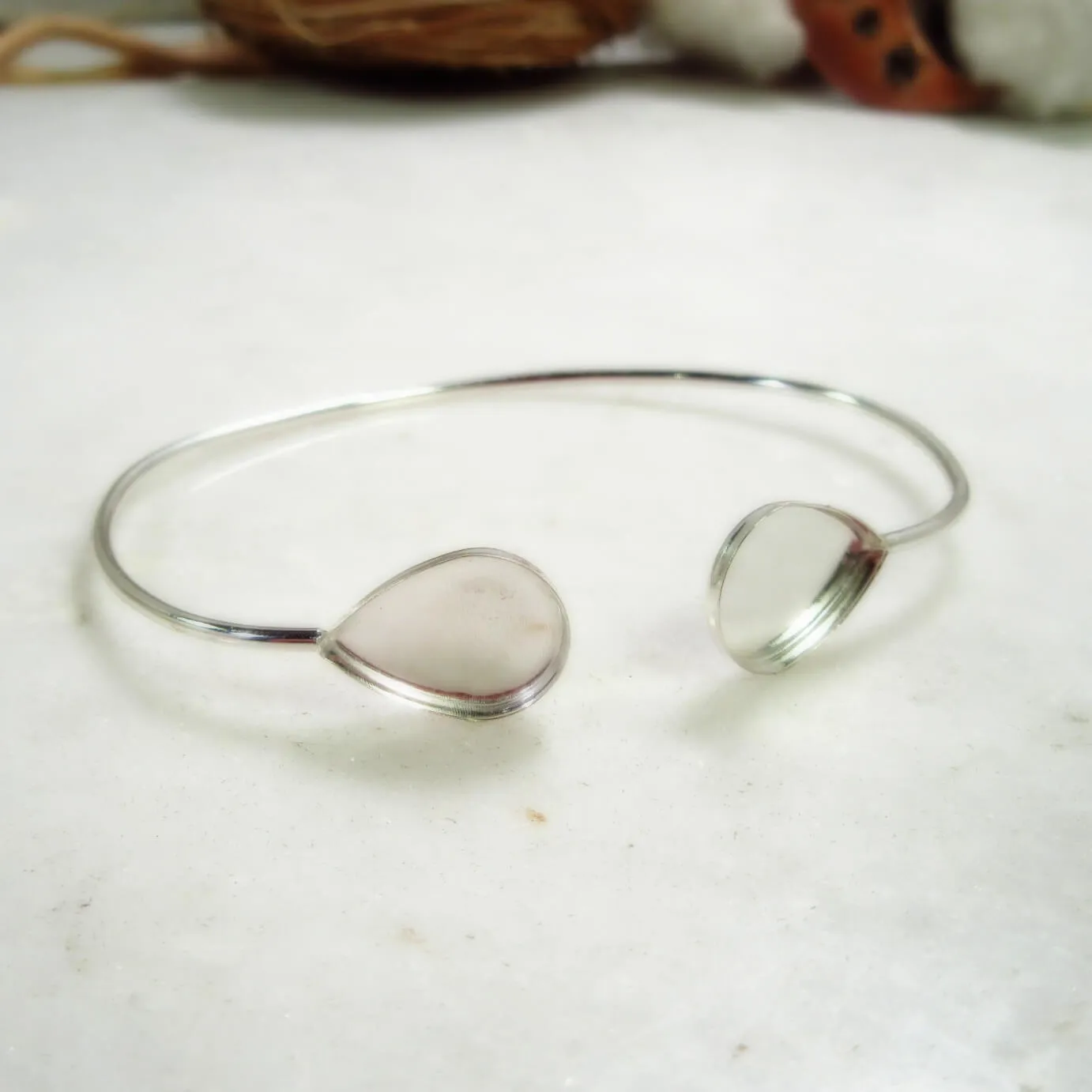 Bezel Cup Bracelet Setting - Side Pear Bezels, Choose Your Metal
