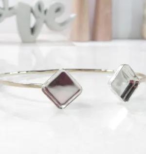 Bezel Cup Bracelet Setting - Square Bezels, Round Double Cup, Choose Your Metal