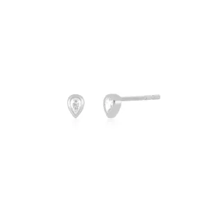 Bezel Set Diamond Pear Stud Earring