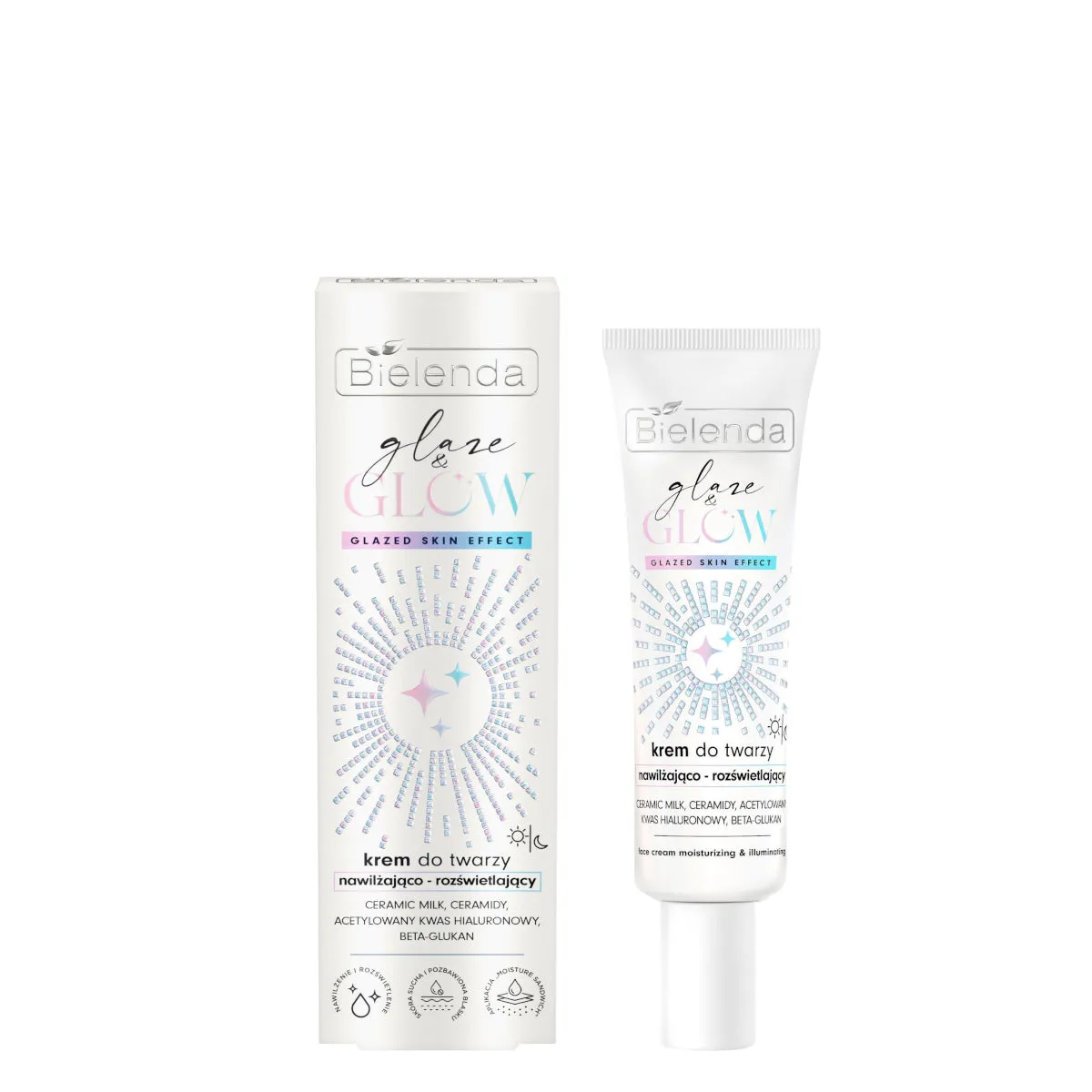 Bielenda Glaze & Glow Moisturizing Brightening Face Cream Glazed Skin Effect