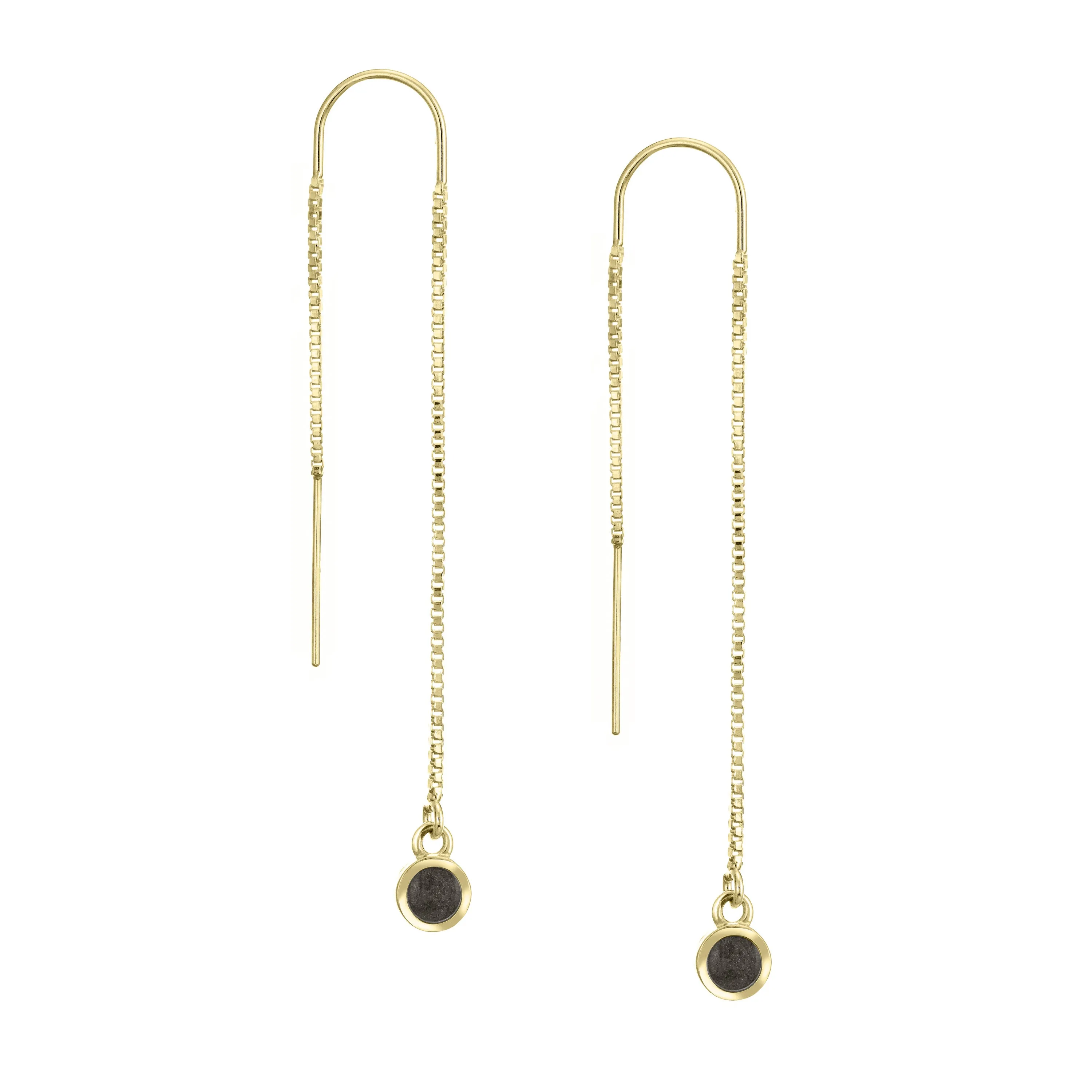 Bilateral Cremation Chain Earrings in 14K Yellow Gold