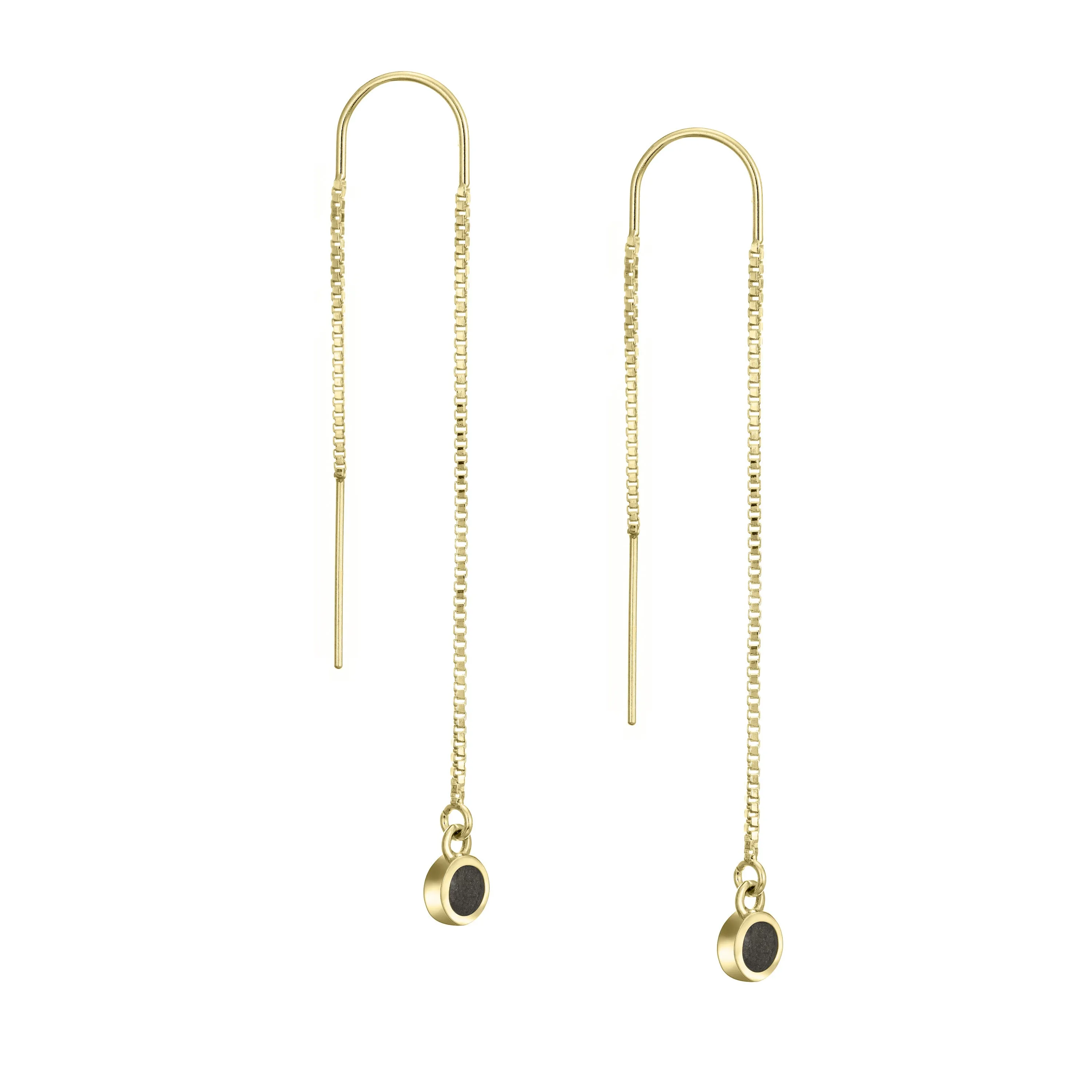Bilateral Cremation Chain Earrings in 14K Yellow Gold