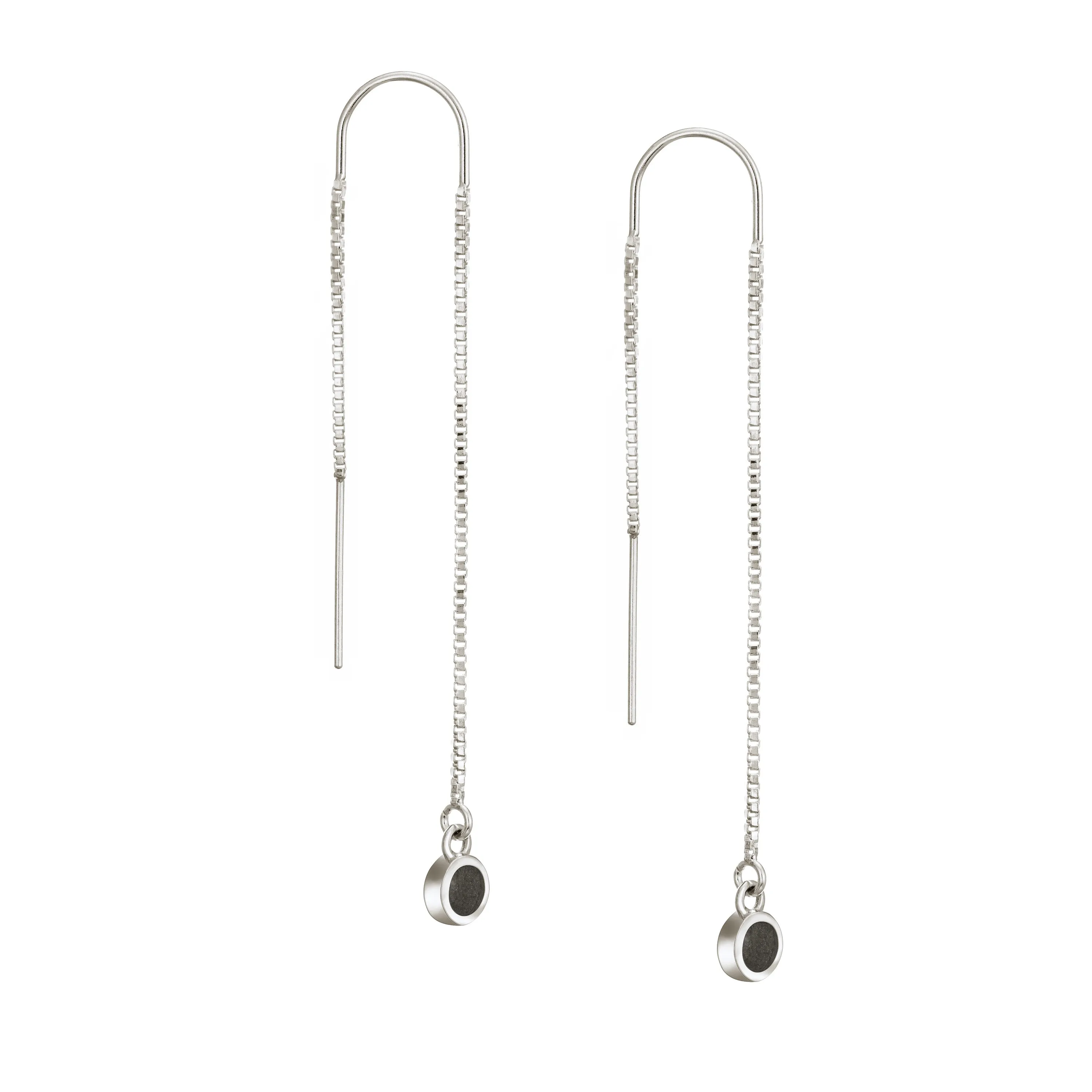 Bilateral Cremation Chain Earrings in Sterling Silver