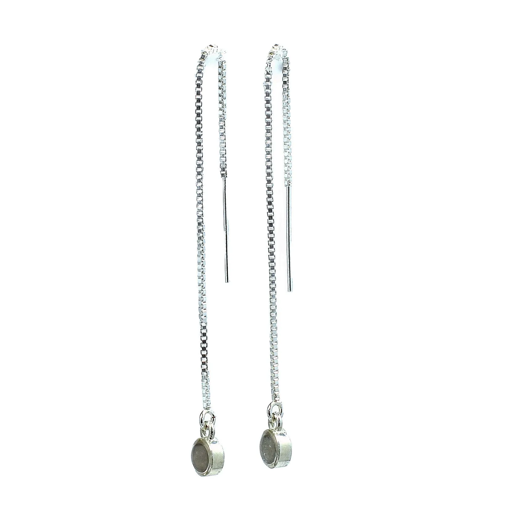 Bilateral Cremation Chain Earrings in Sterling Silver
