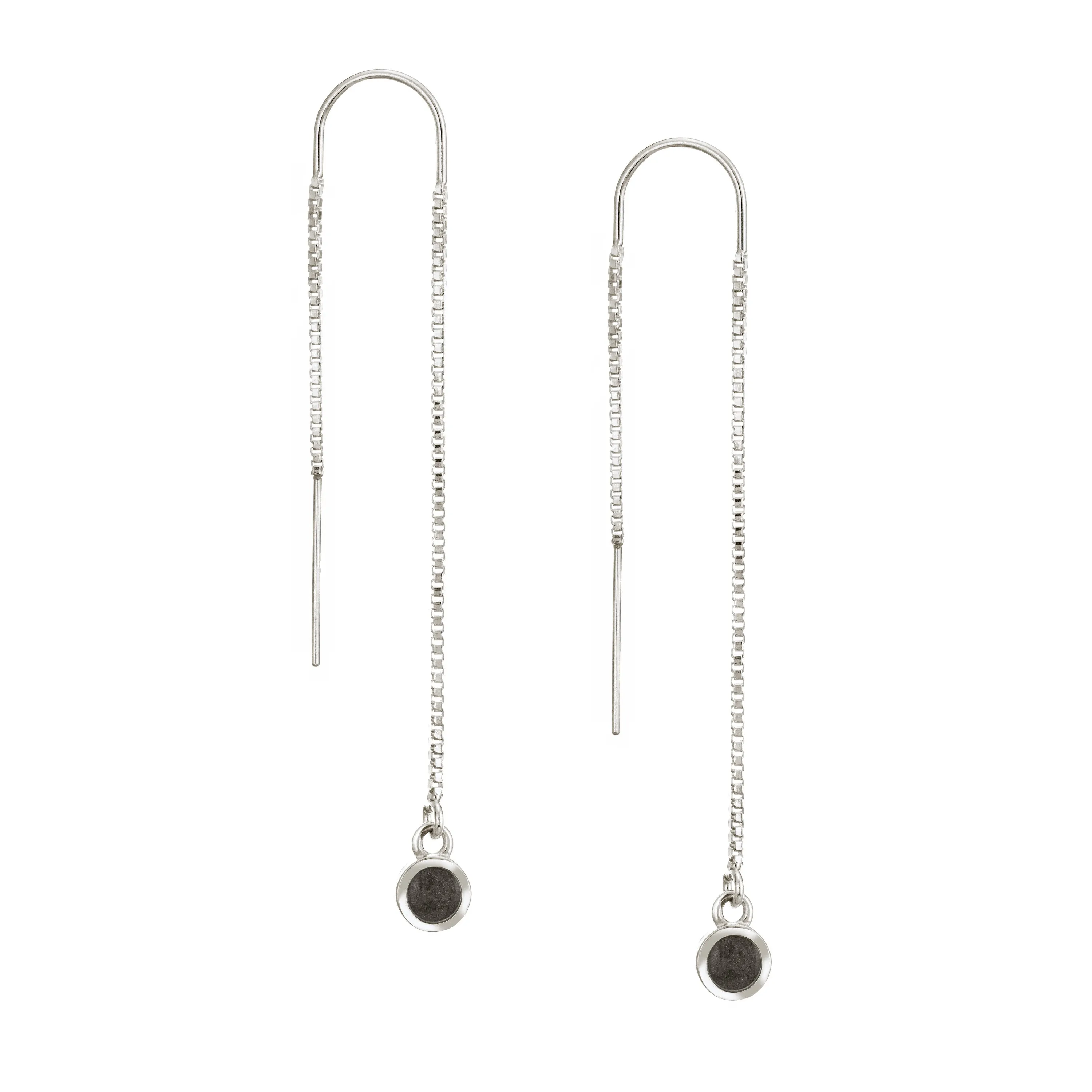 Bilateral Cremation Chain Earrings in Sterling Silver