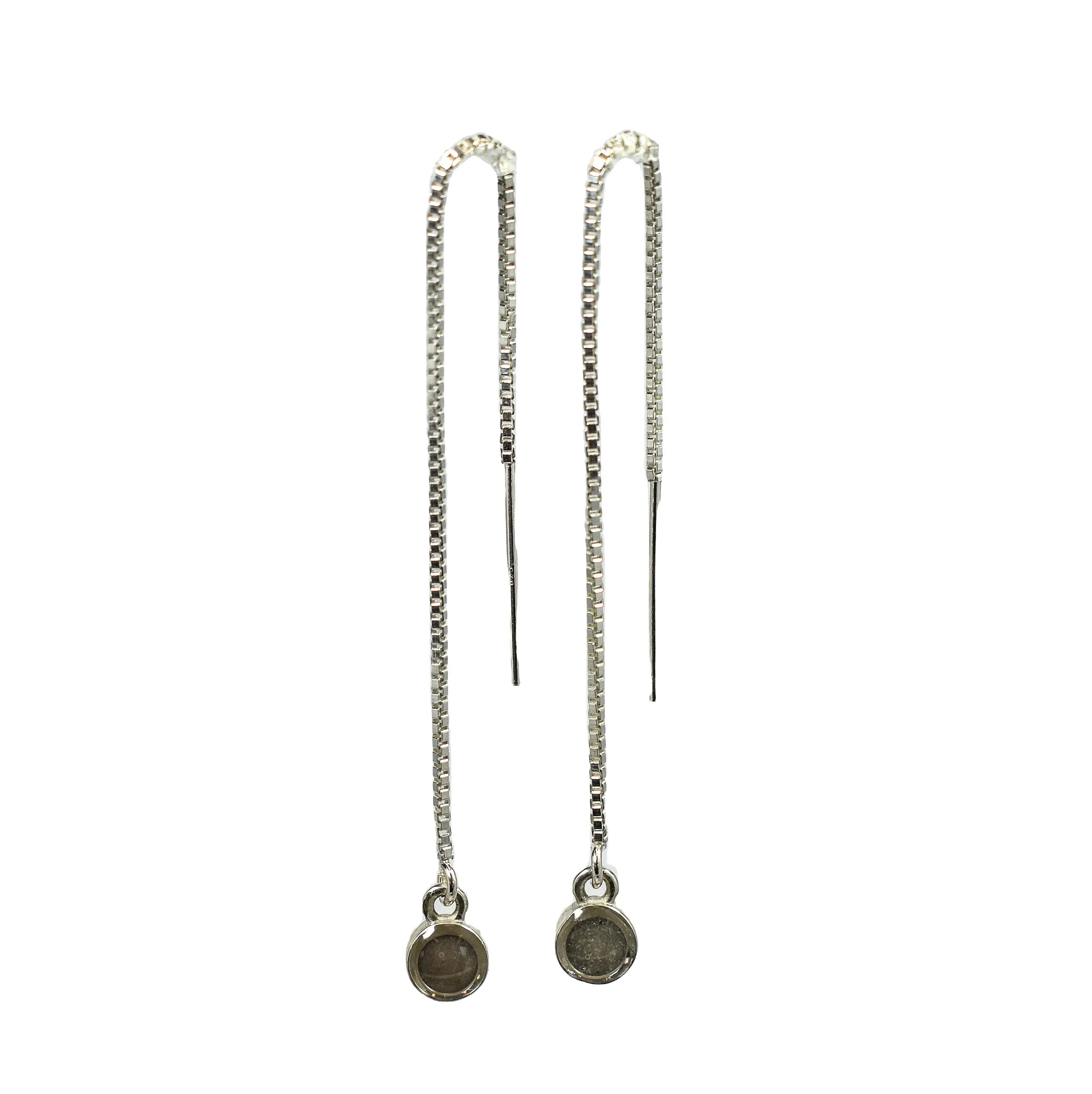 Bilateral Cremation Chain Earrings in Sterling Silver