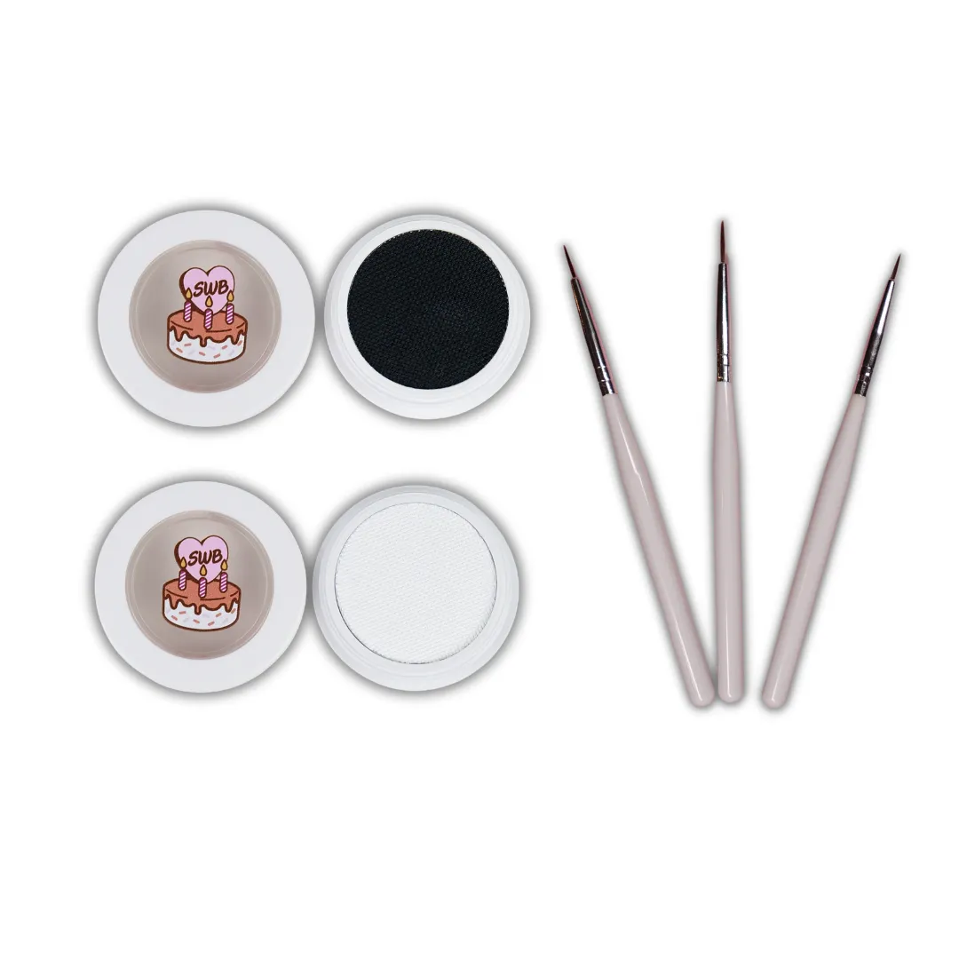 Black & White Cake Eyeliner Brush Kit