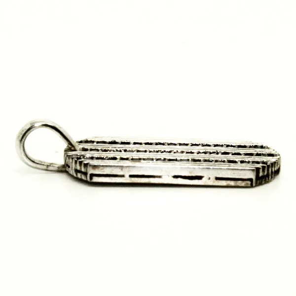 Black Diamond Dog Tag Silver Pendant