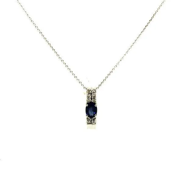 Blue Sapphire And Diamond Double Row Pendant Ad No.0568