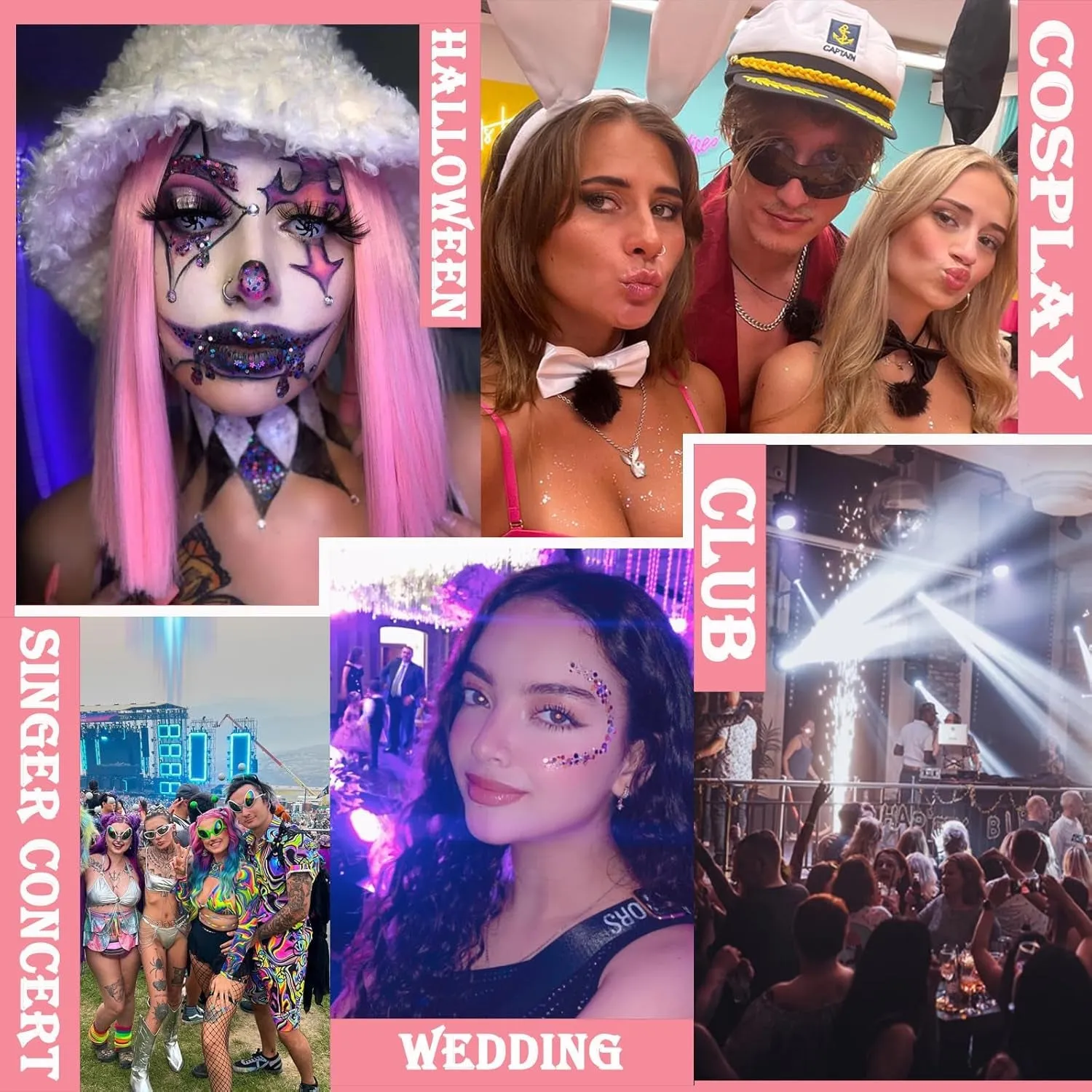 Body Face Chunky Glitter Gel: Pink White Silver Face Sparkles Glitter Gel Makeup for Singer Concerts Disco Festival Rave Accessories 150Ml Chunky Sequins Mermaid Face Body Hair Glitter Gel