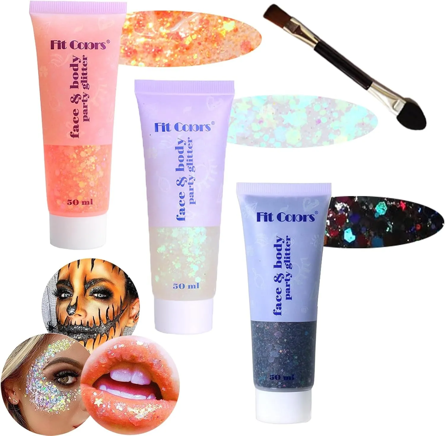 Body Face Chunky Glitter Gel: Pink White Silver Face Sparkles Glitter Gel Makeup for Singer Concerts Disco Festival Rave Accessories 150Ml Chunky Sequins Mermaid Face Body Hair Glitter Gel