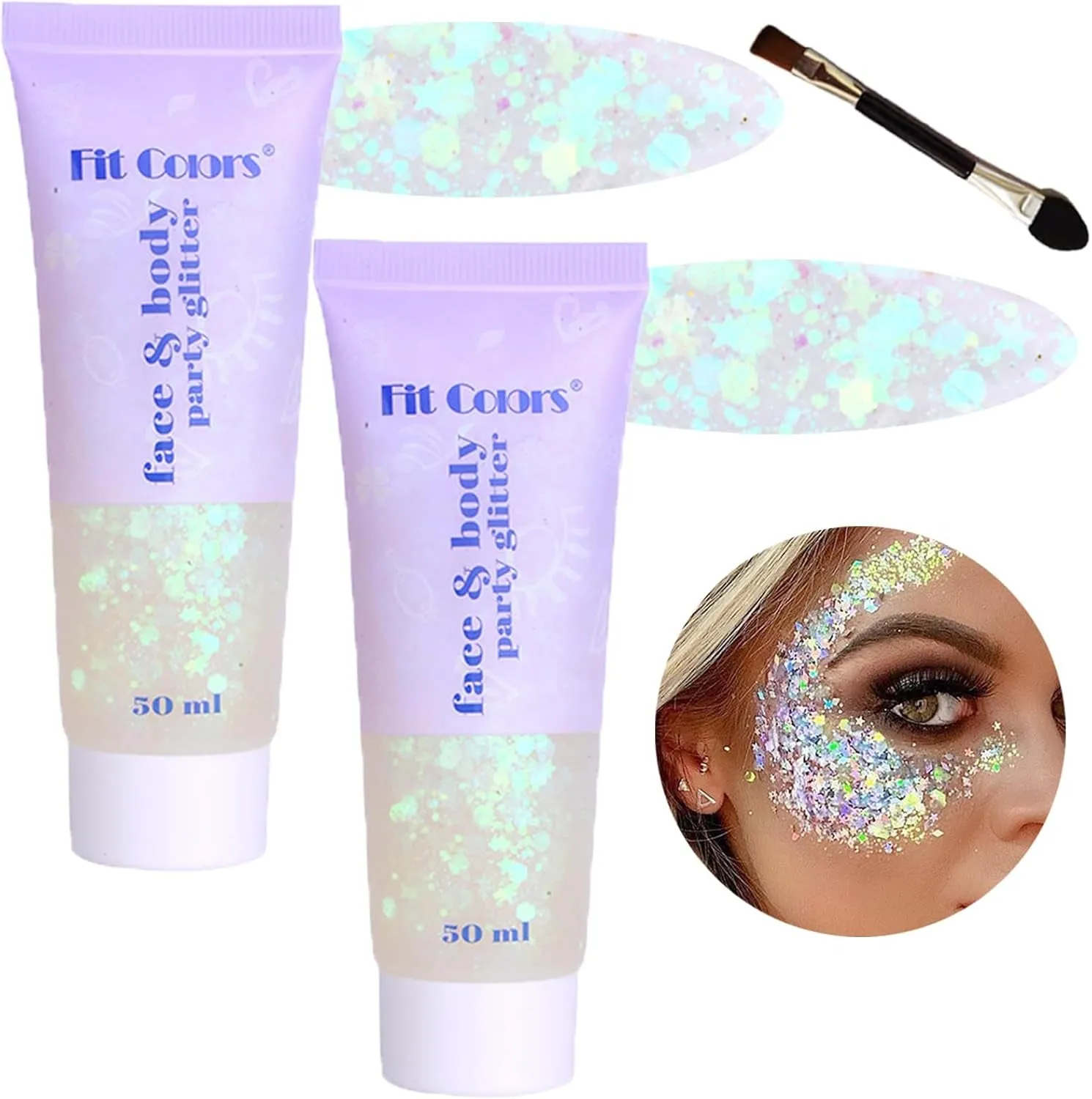 Body Face Chunky Glitter Gel: Pink White Silver Face Sparkles Glitter Gel Makeup for Singer Concerts Disco Festival Rave Accessories 150Ml Chunky Sequins Mermaid Face Body Hair Glitter Gel