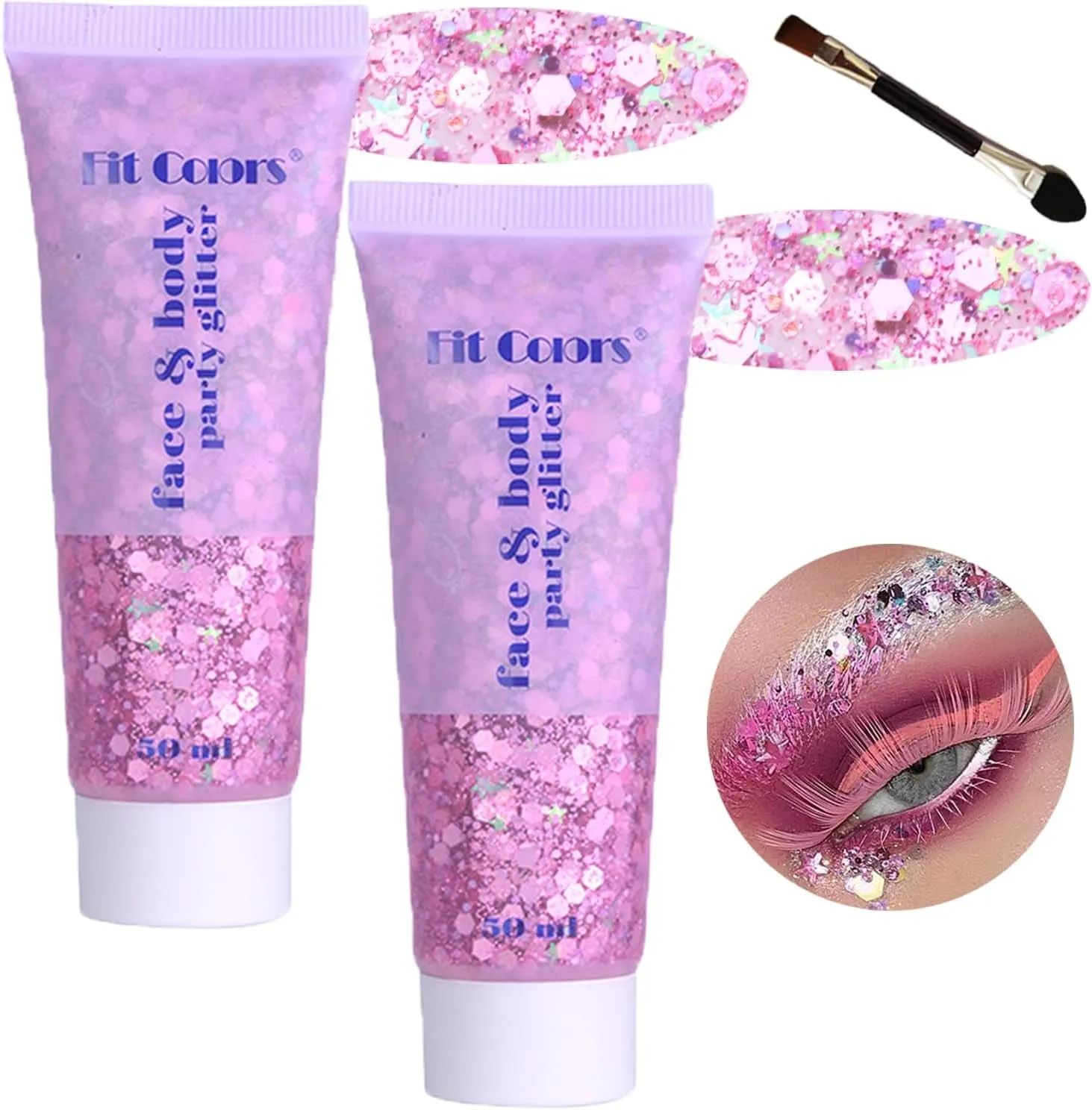Body Face Chunky Glitter Gel: Pink White Silver Face Sparkles Glitter Gel Makeup for Singer Concerts Disco Festival Rave Accessories 150Ml Chunky Sequins Mermaid Face Body Hair Glitter Gel