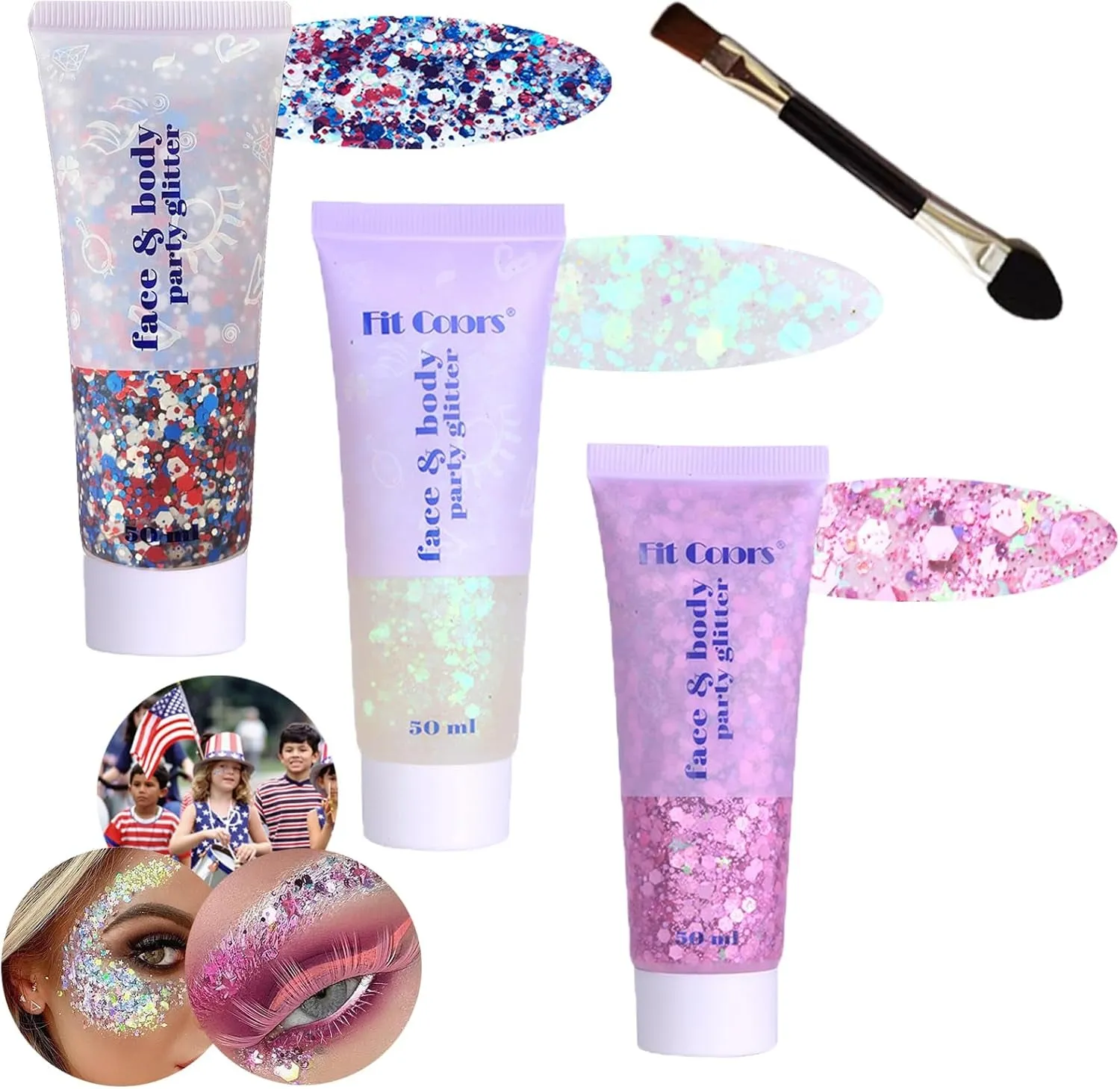 Body Face Chunky Glitter Gel: Pink White Silver Face Sparkles Glitter Gel Makeup for Singer Concerts Disco Festival Rave Accessories 150Ml Chunky Sequins Mermaid Face Body Hair Glitter Gel
