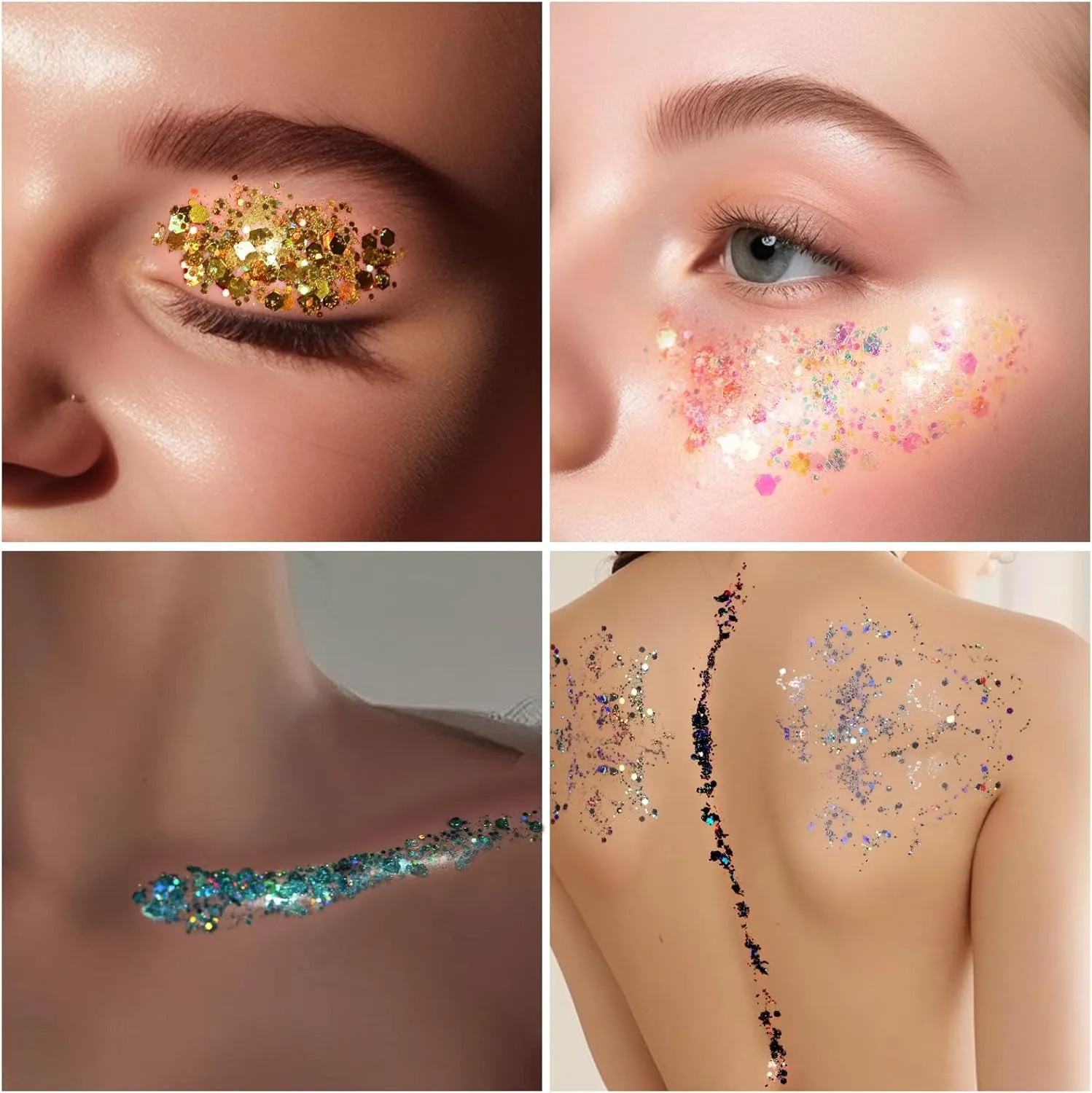 Body Glitter Face Glitter Makeup Festival Glitter Gel, 12 Colors Face and Body Glitter Gel, Hair Glitter Gel, Glitter Gel Makeup, Glitter for Face and Hair, Body Makeup