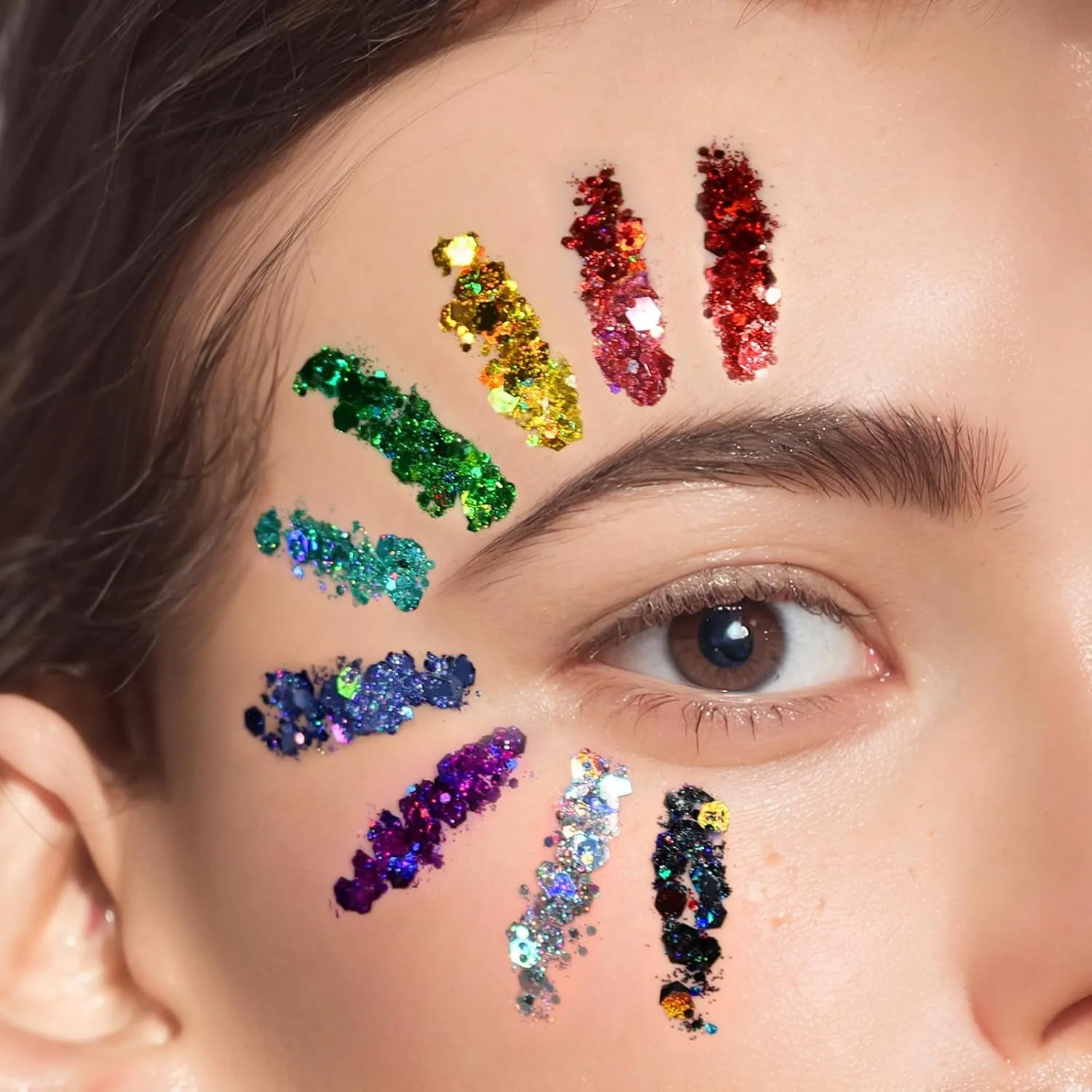 Body Glitter Face Glitter Makeup Festival Glitter Gel, 12 Colors Face and Body Glitter Gel, Hair Glitter Gel, Glitter Gel Makeup, Glitter for Face and Hair, Body Makeup