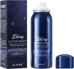 Body Glitter Spray, Temporary Body Shimmer Spray for Face, Hair, Clothing, Long Lasting Quick-Drying Shiny Hairspray for Music Festival Rave, Nightclub Party, Prom, 2Oz