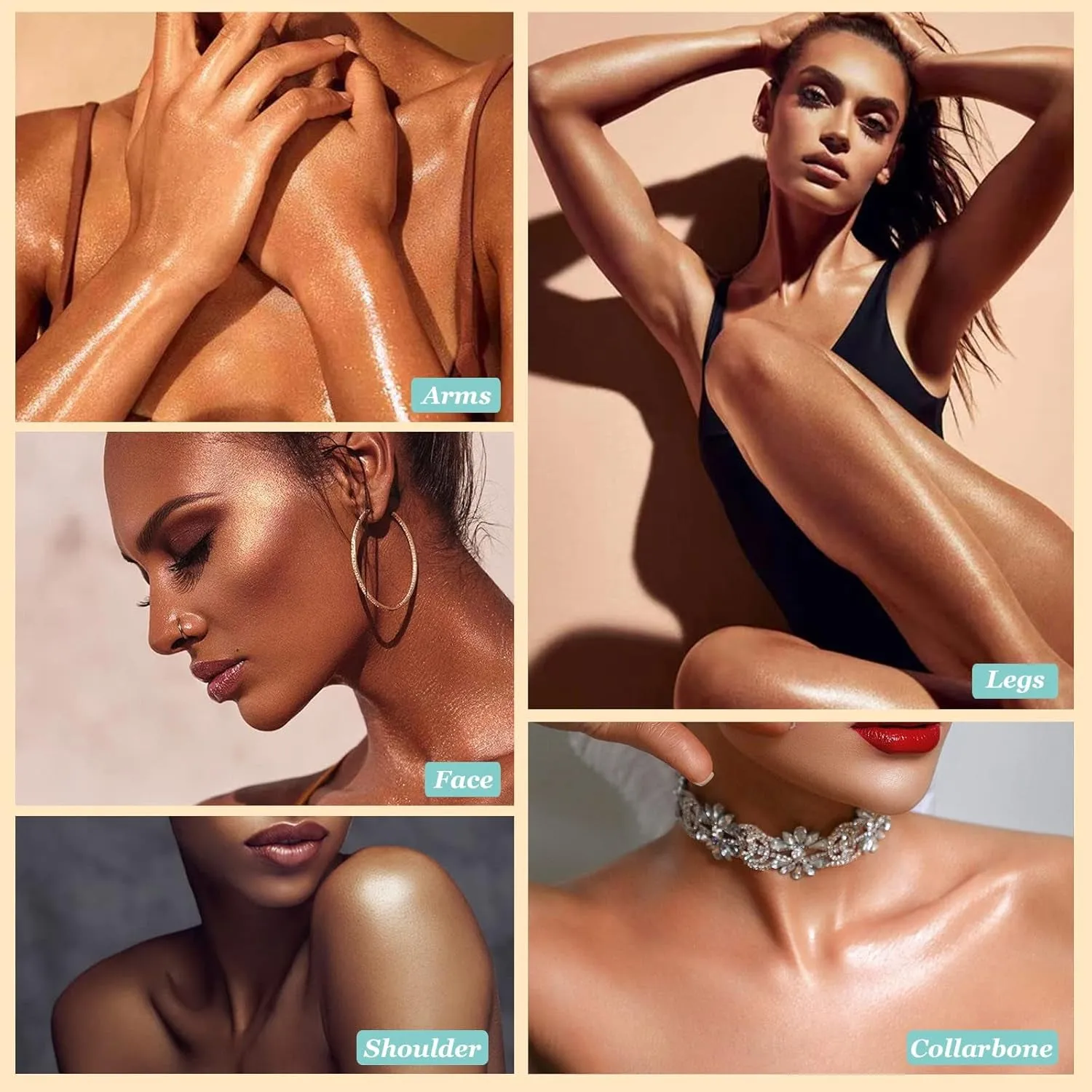 Body Shimmer Oil, Waterproof Long Lasting Moisturizing Body Luminizer Glow for Face , Liquid Illuminator Highlighter 1Oz/Jars, Makeup Brush Include (Glistening Bronze #03)