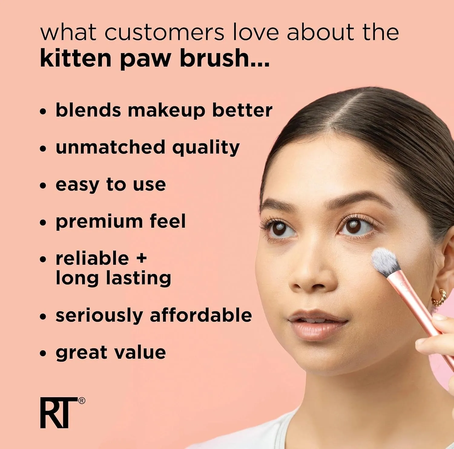 Brightening Concealer Makeup Brush, Viral Kitten Paw Brush Conceals under Eyes, & Imperfections, Cover Dark Circles, for Brightener & Concealer, RT 242 Brush, Cruelty-Free, 1 Count