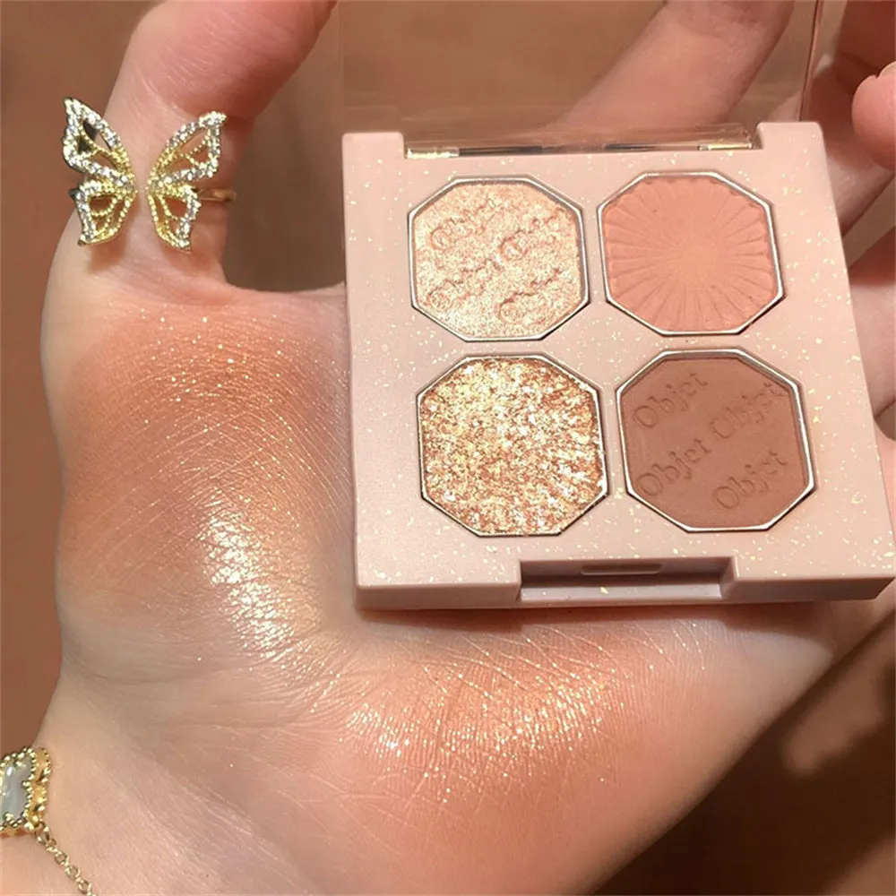 Brilliant gem four-color eye shadow pearlescent matte student daily earth tone parity make-up eye shadow palette
