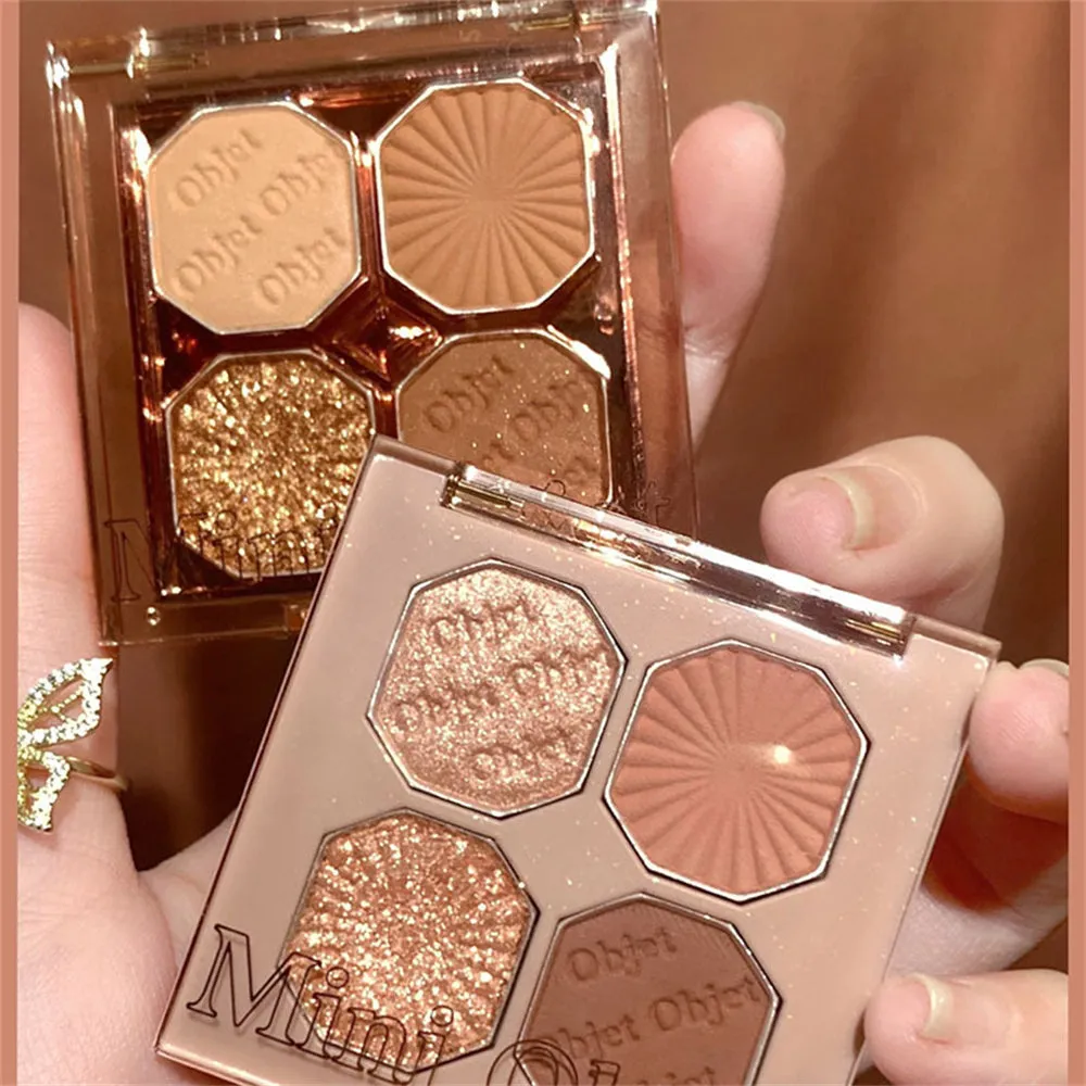 Brilliant gem four-color eye shadow pearlescent matte student daily earth tone parity make-up eye shadow palette