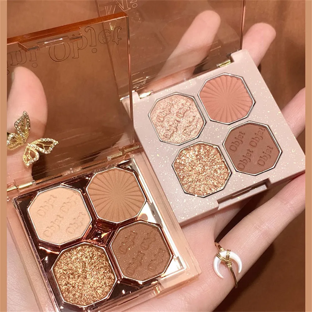 Brilliant gem four-color eye shadow pearlescent matte student daily earth tone parity make-up eye shadow palette