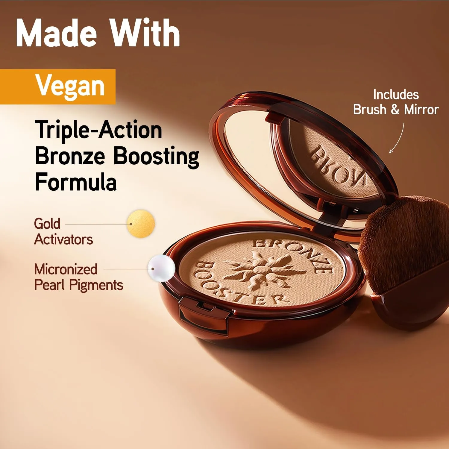 Bronze Booster Pressed Contour Bronzer - Glow Activator Vitamin Infused Technology with a Natural Finish, Buildable Coverage, Cruelty-Free & Hypoallergenic - Medium-To-Dark