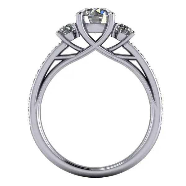 Brooke Three-Stone Accented Engagement Ring (Setting Only)