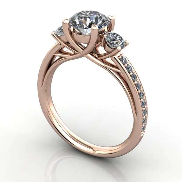 Brooke Three-Stone Accented Engagement Ring (Setting Only)