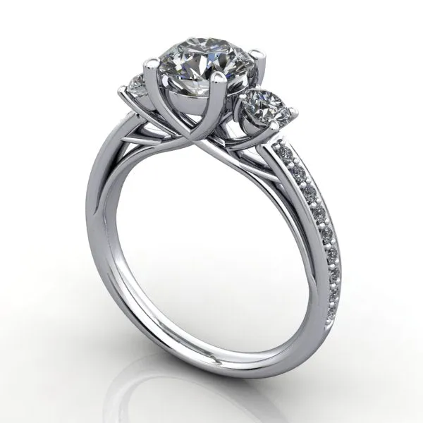 Brooke Three-Stone Accented Engagement Ring (Setting Only)