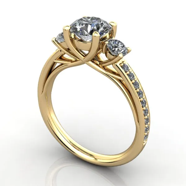 Brooke Three-Stone Accented Engagement Ring (Setting Only)