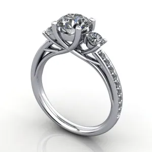 Brooke Three-Stone Accented Engagement Ring (Setting Only)