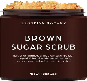 Brooklyn Botany Brown Sugar Body Scrub - Moisturizing and Exfoliating Body, Face, Hand, Foot Scrub - Fights Acne Scars, Stretch Marks, Fine Lines & Wrinkles, Great Gifts For Women & Men - 10.5 oz