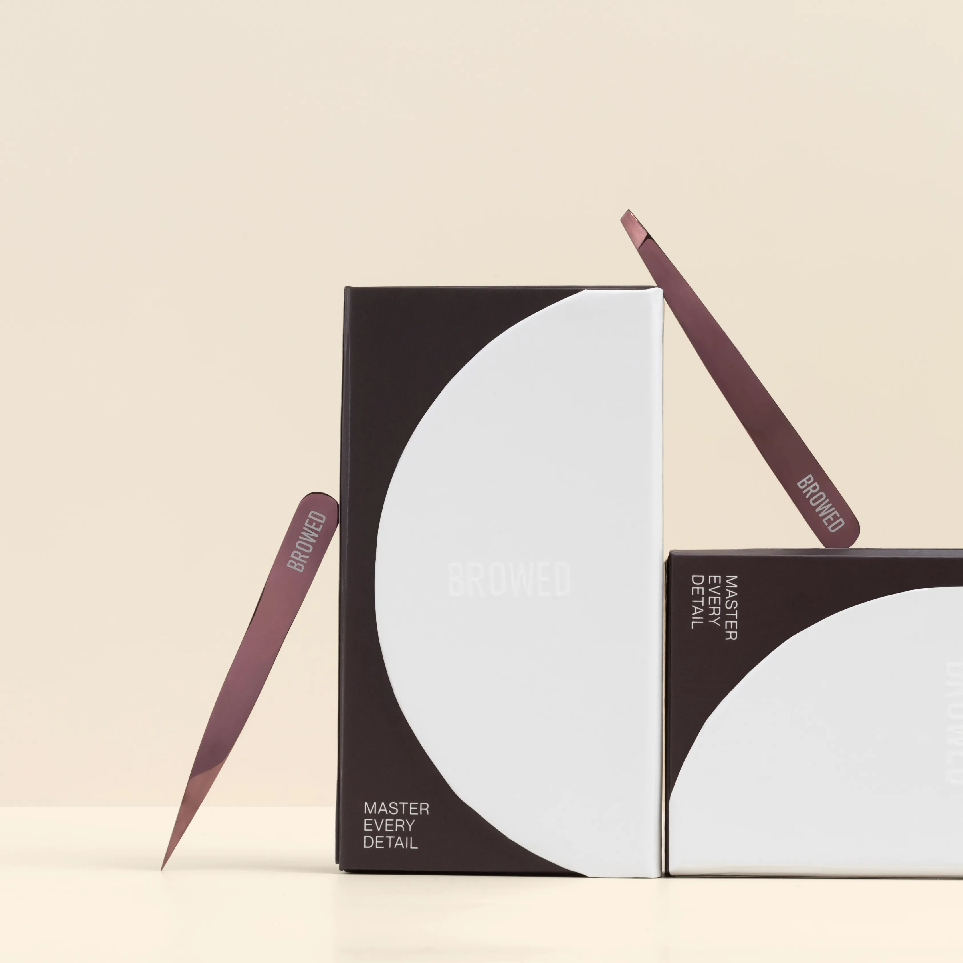 Browed - Chocolate Slanted   Point Tip Tweezers Set
