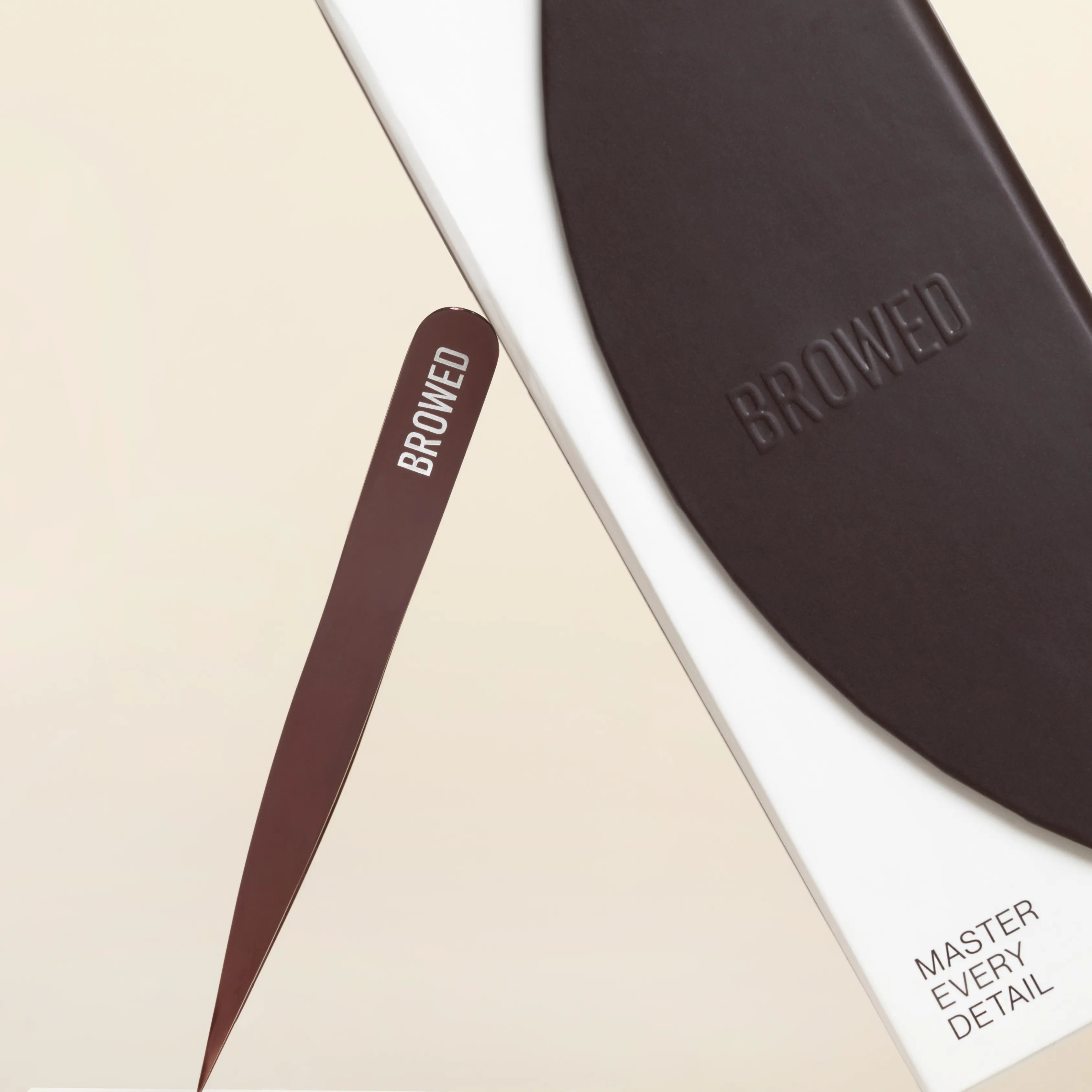 Browed - Chocolate Slanted, Point Tweezers   Scissors Set