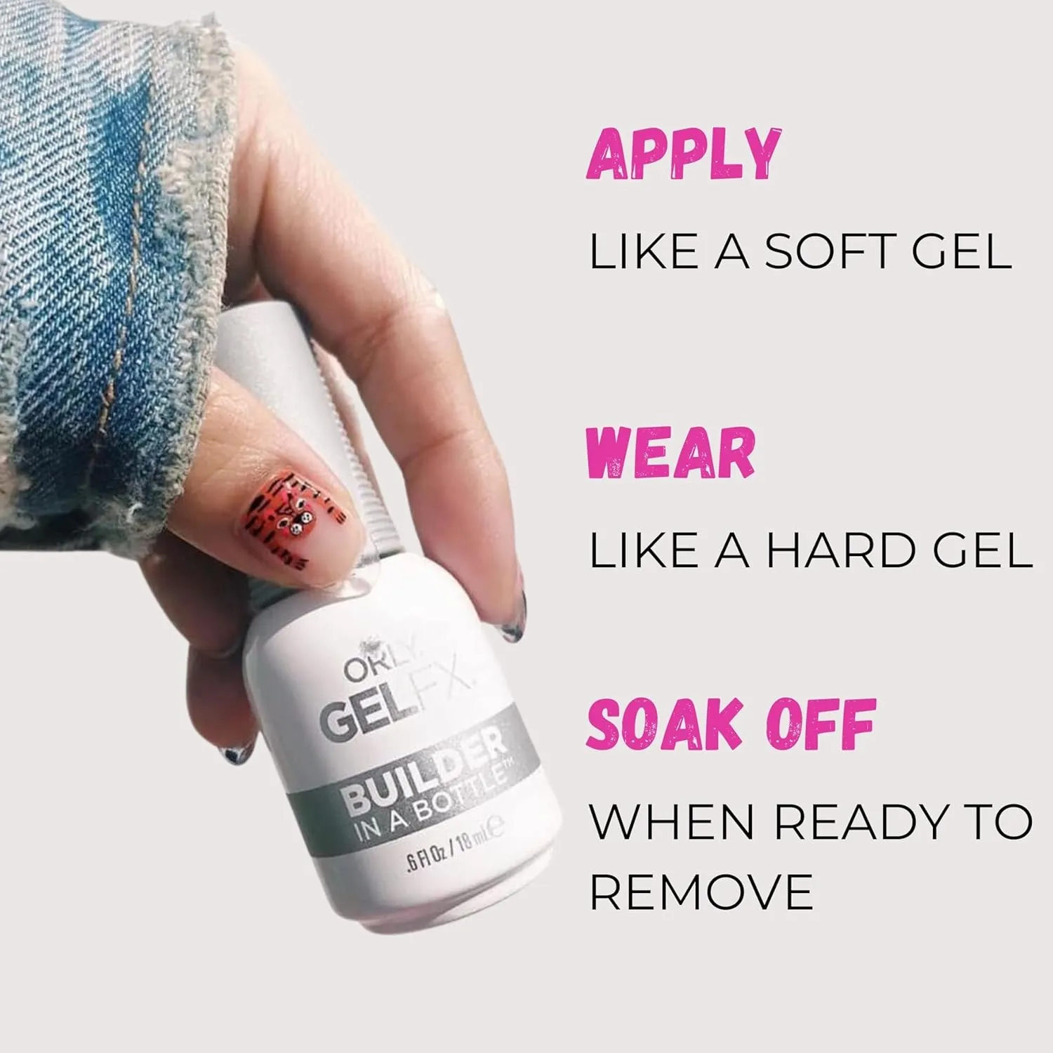 Builder in a Bottle Soak-Off Sculpting Gel for Quick Nail Extension, Repair and Strengthening | Long-Lasting Builder Gel with Brush-On Application |Salon-Quality Nails at Home (Clear)