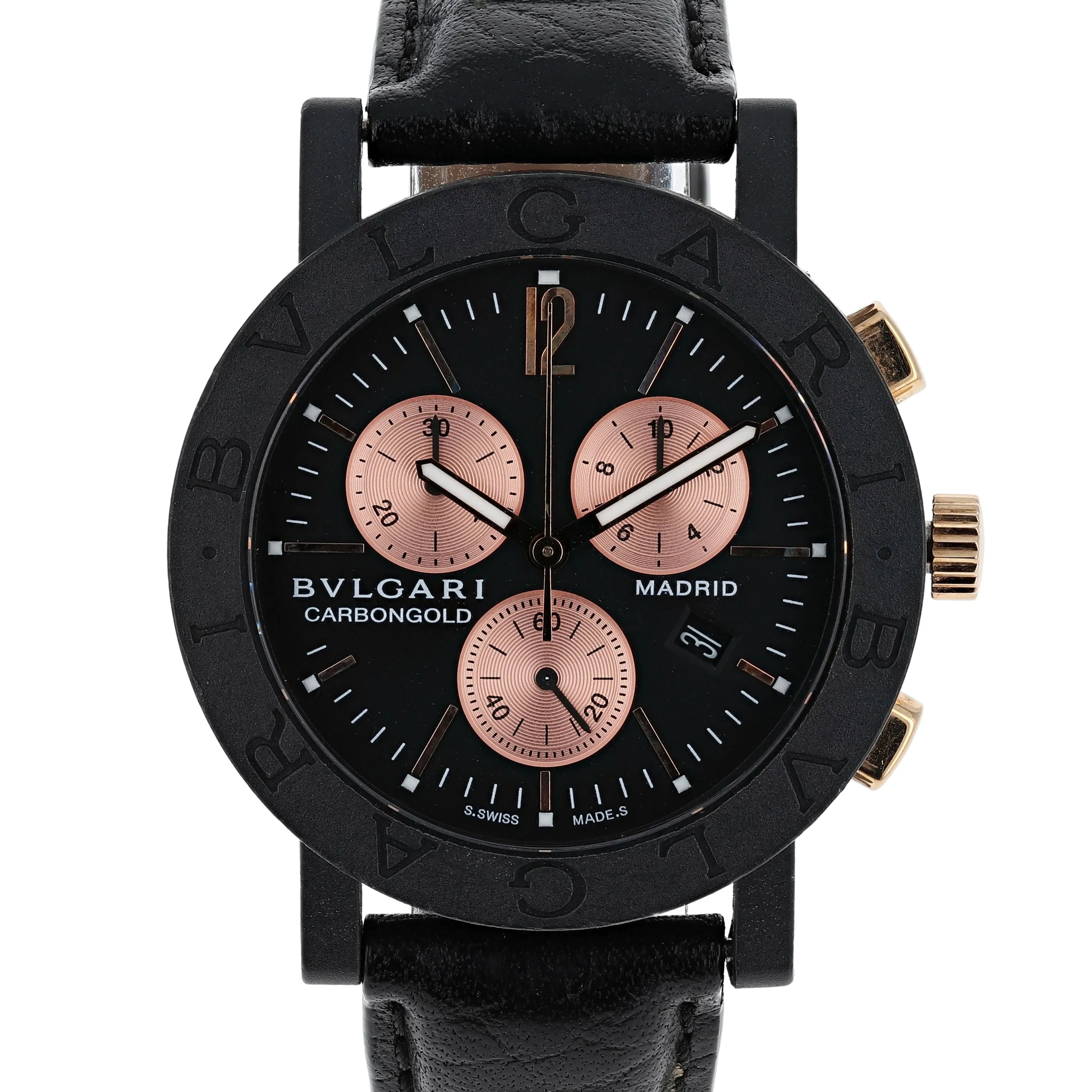 Bulgari Carbongold Madrid BB 38 CL CH Rose Gold & Carbon Bvlgari Quartz Chronograph 38 mm