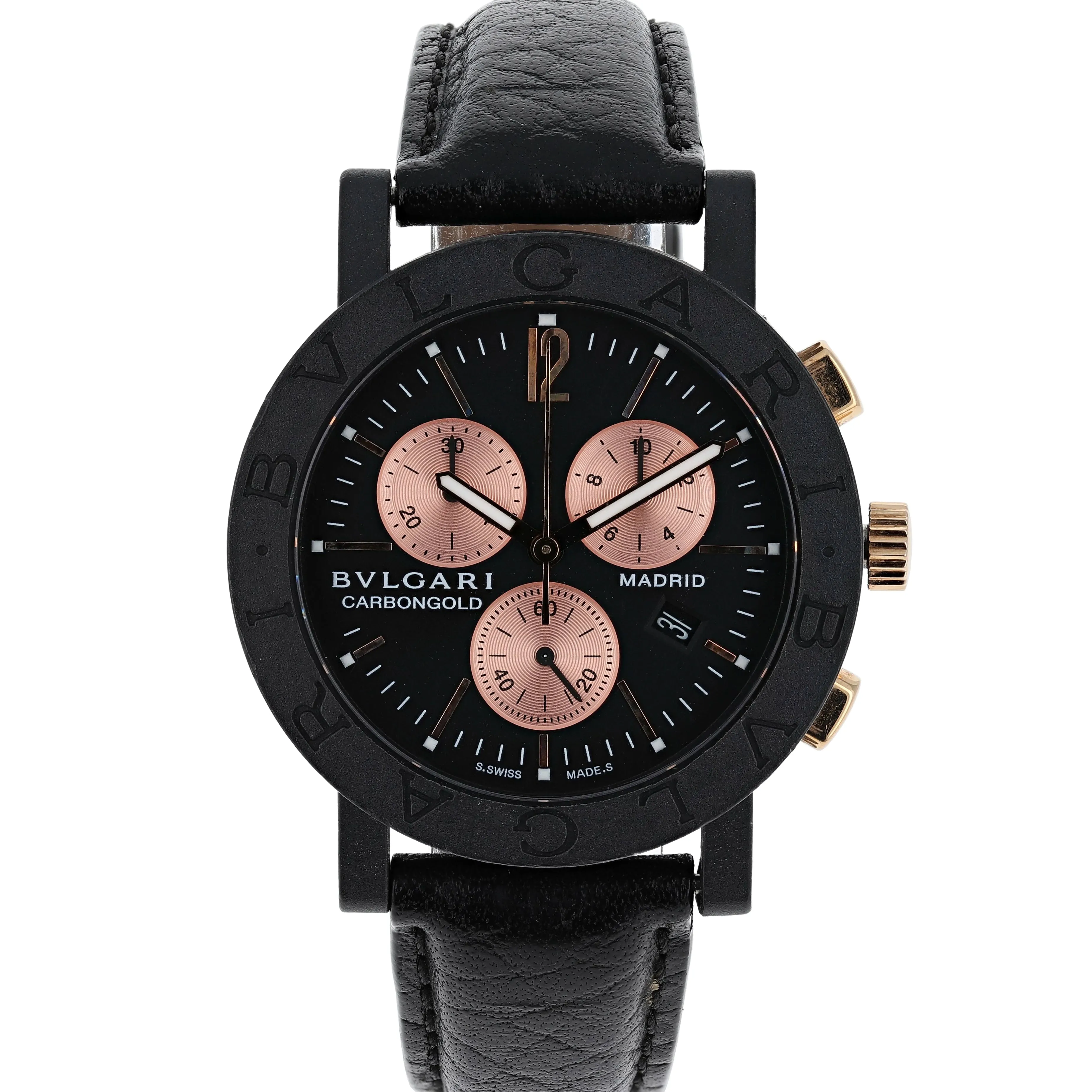 Bulgari Carbongold Madrid BB 38 CL CH Rose Gold & Carbon Bvlgari Quartz Chronograph 38 mm