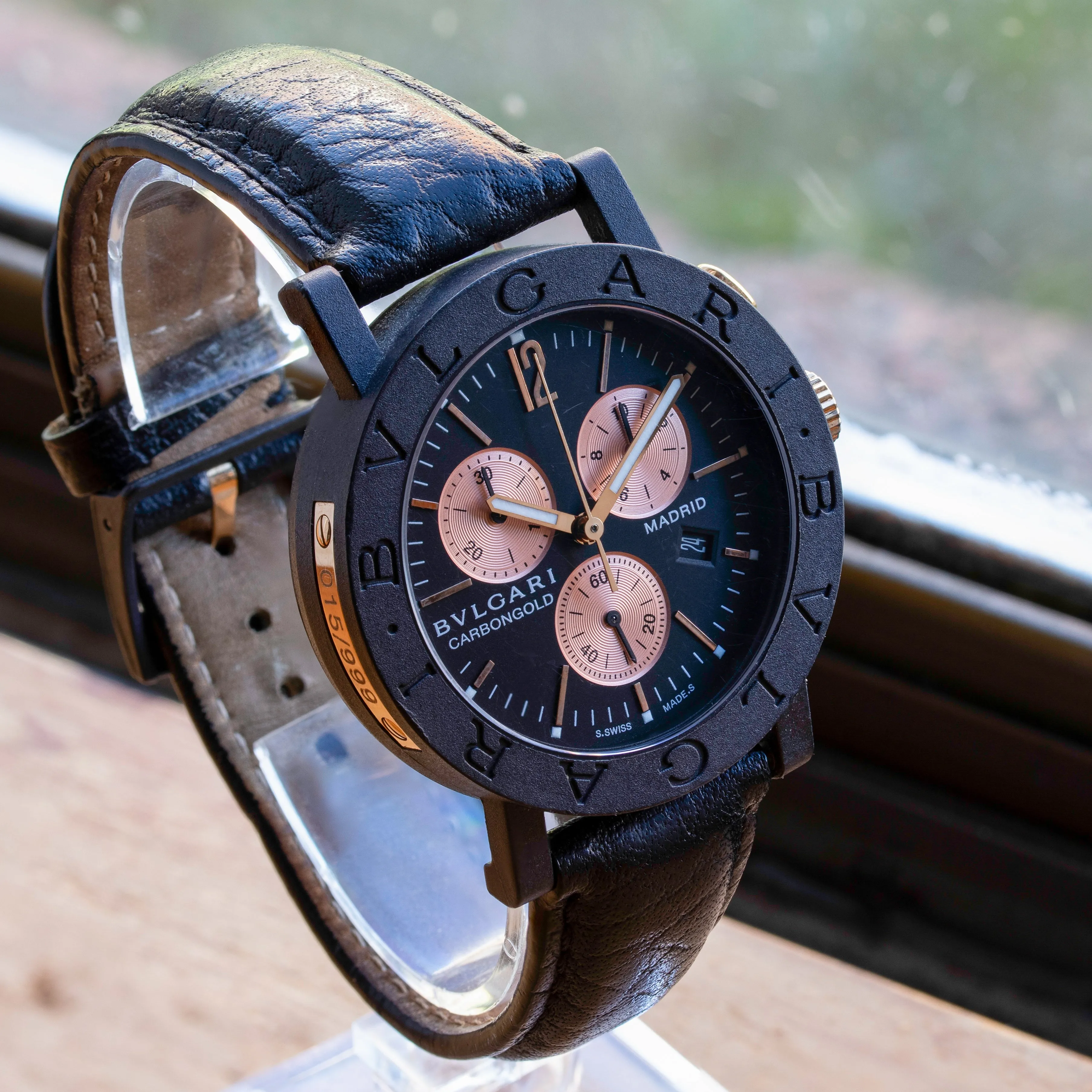 Bulgari Carbongold Madrid BB 38 CL CH Rose Gold & Carbon Bvlgari Quartz Chronograph 38 mm