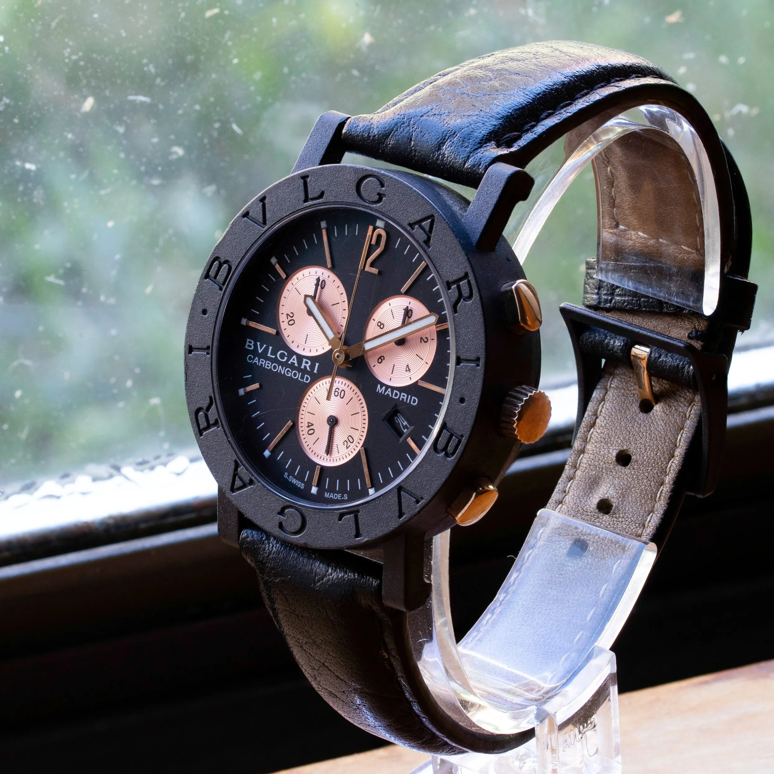 Bulgari Carbongold Madrid BB 38 CL CH Rose Gold & Carbon Bvlgari Quartz Chronograph 38 mm