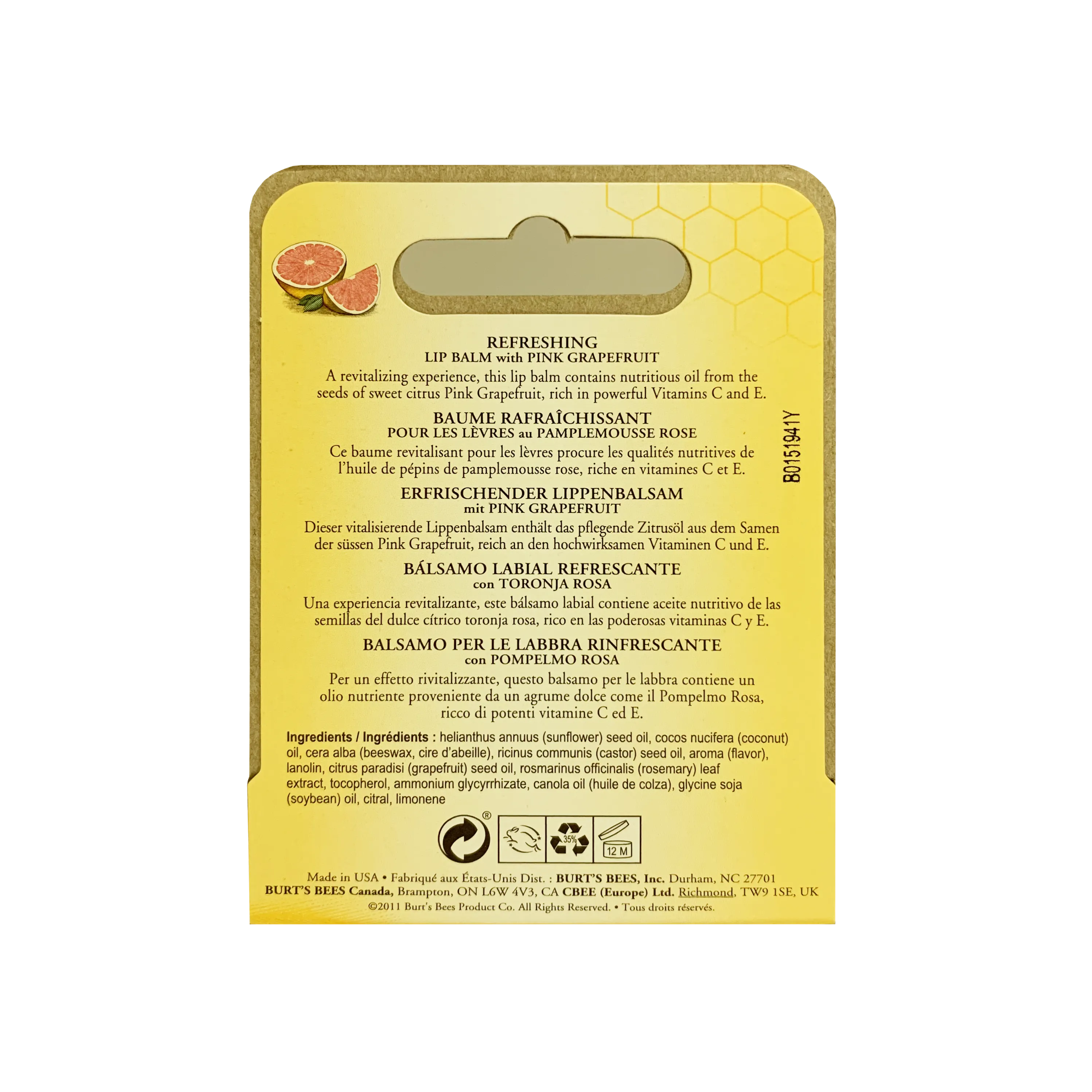 Burt's Bees Lip Balm Pink Grapefruit